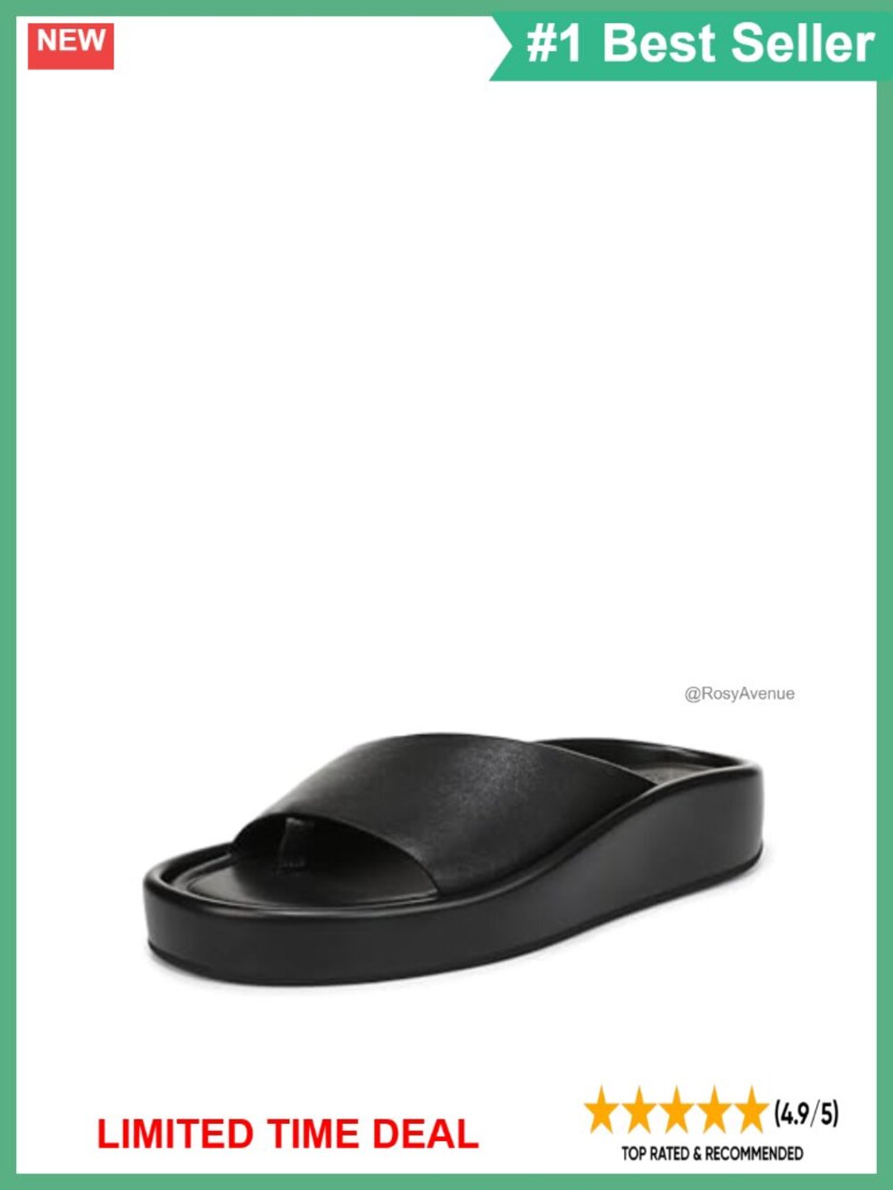 Womens Platform Slide Sandal Leather Toe Loop Slip On